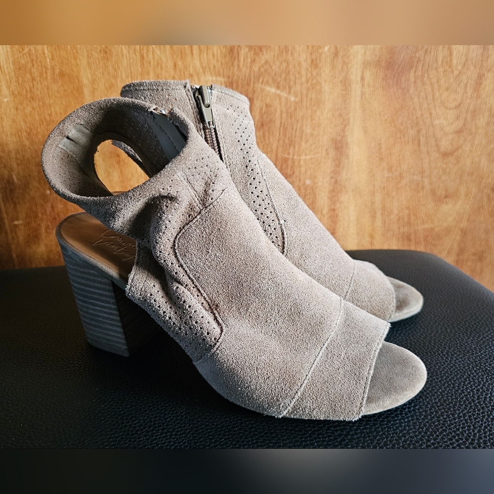 Crown Vintage Tan Peep-Toe Ankle Booties